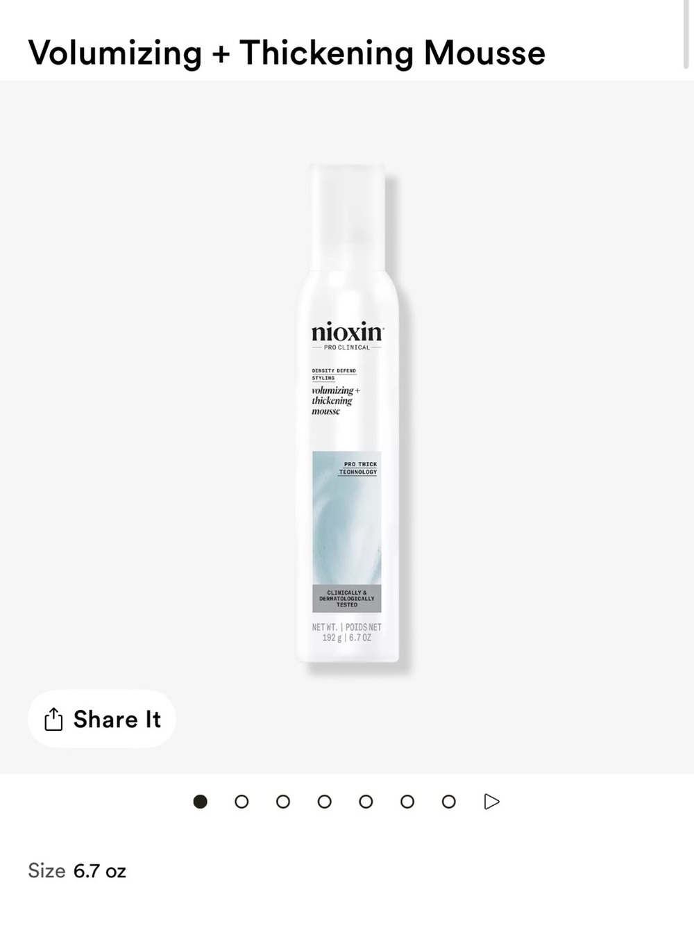 Nioxin Volumizing + Thickening Mousse - White
